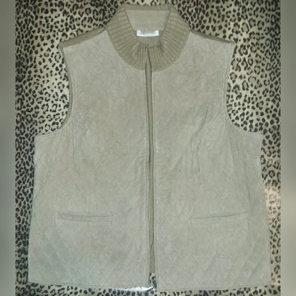 Coldwater Creek Quilted Leather Sweater Vest - XL